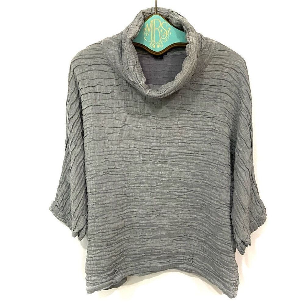 GRIZAS Linen & Silk Cowl Neck Oversized Top - Picture 7 of 7